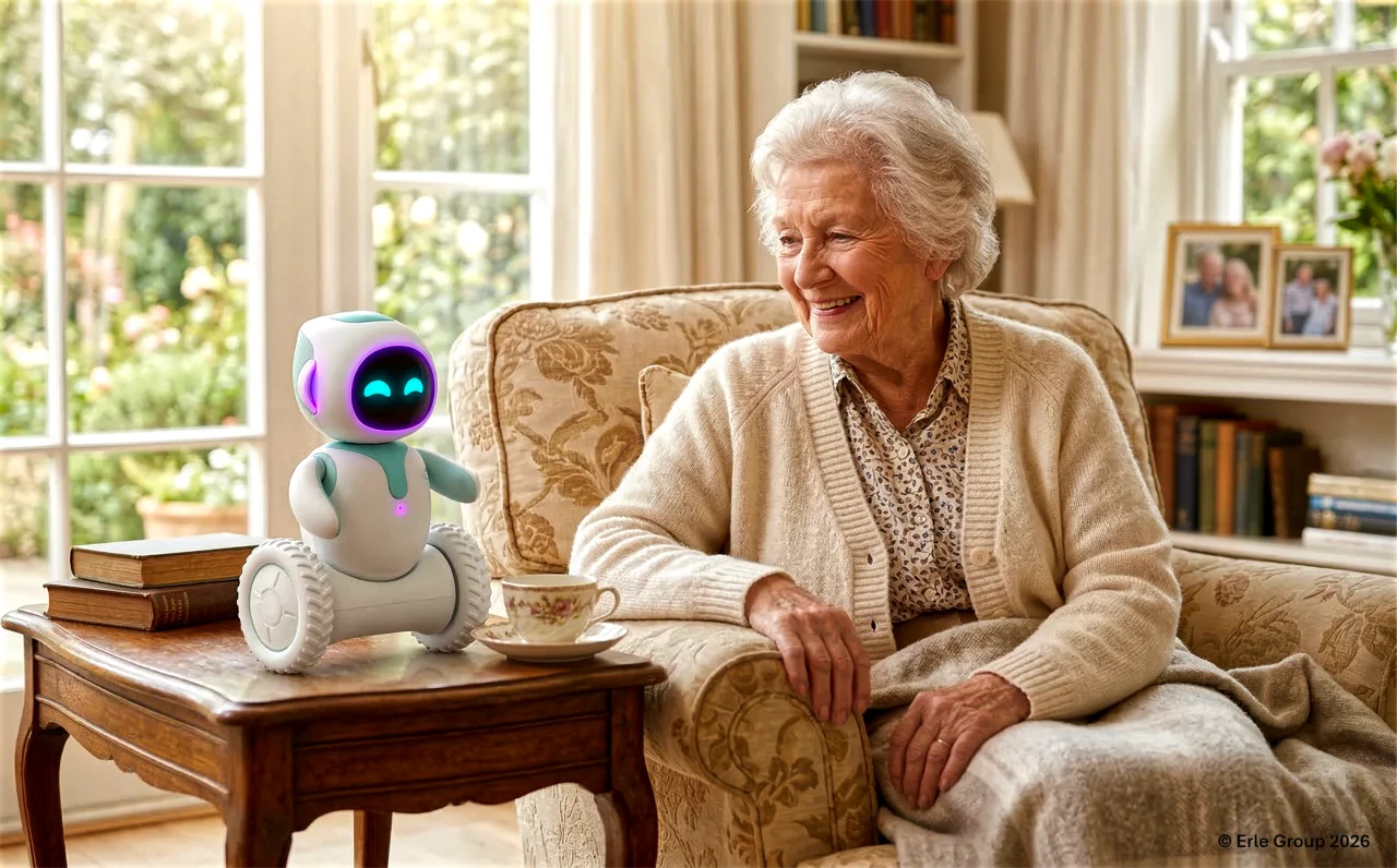 Sprachassistent unterstützt eine Seniorin im Alltag